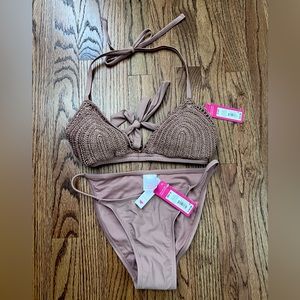 target bathing suit. brand new never worn. the top has gold specks in it